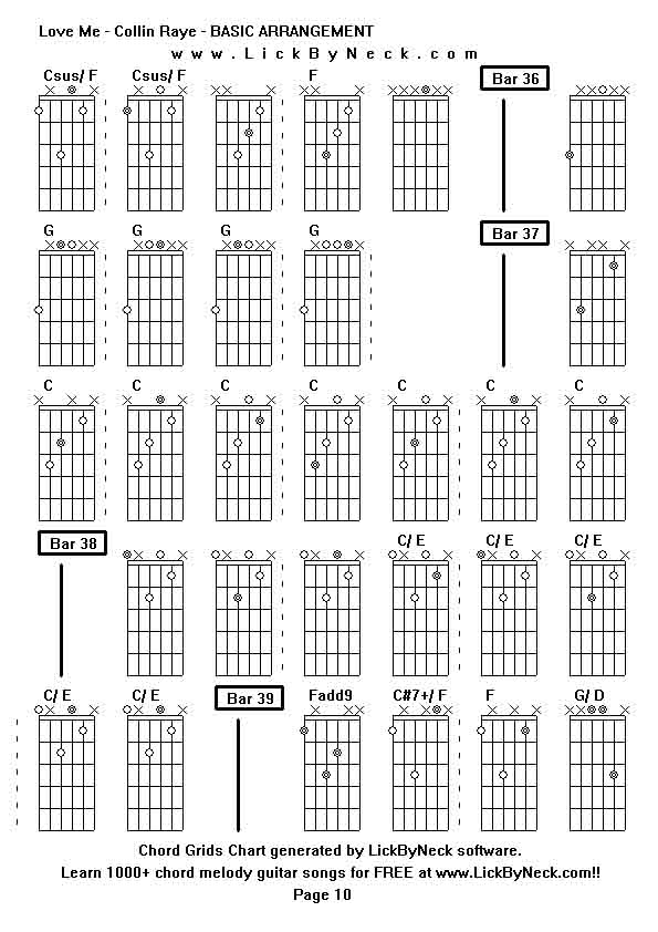 Chord Grids Chart of chord melody fingerstyle guitar song-Love Me - Collin Raye - BASIC ARRANGEMENT,generated by LickByNeck software.